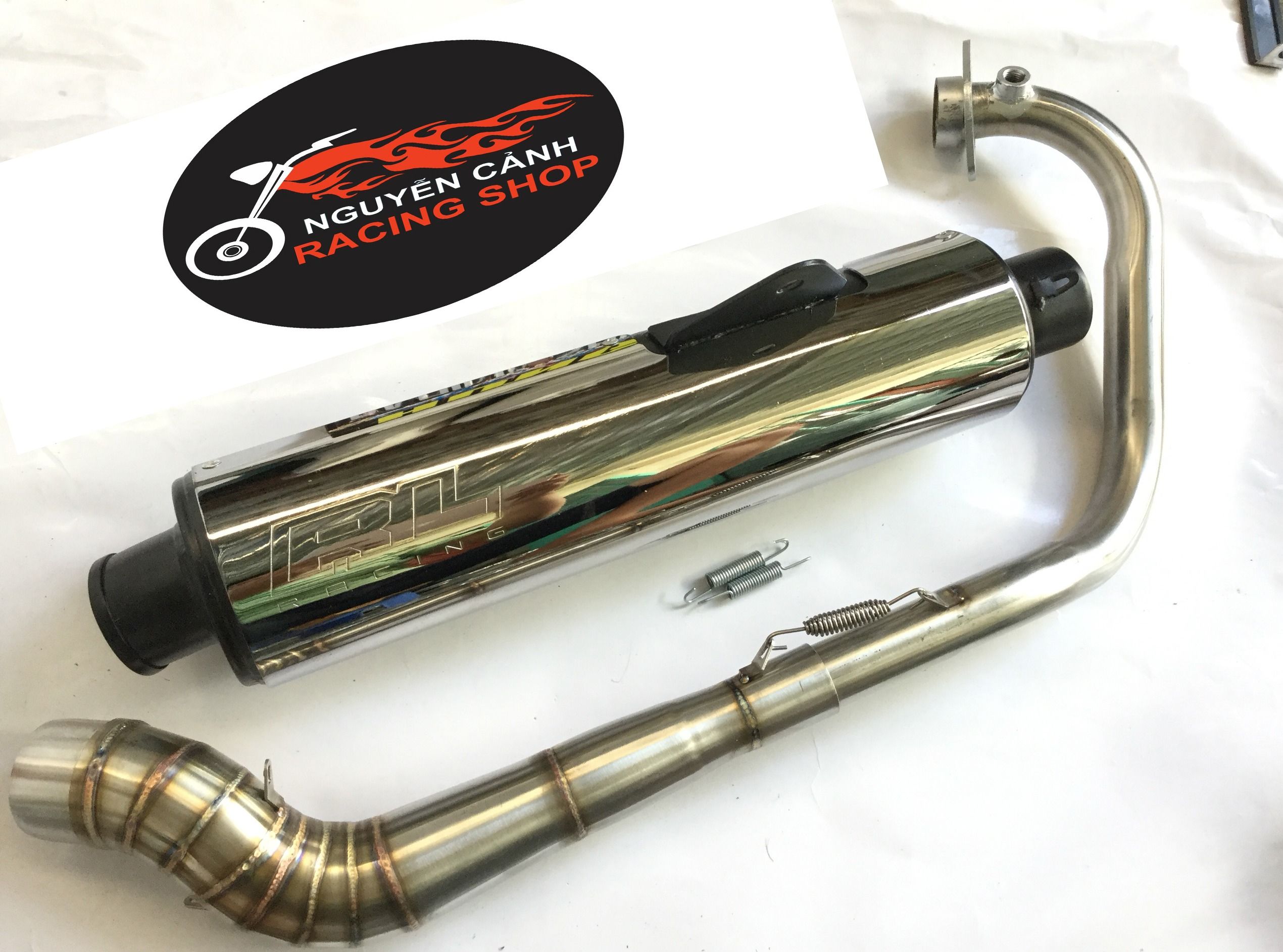 Pô  CBR Satria + Raider Fi  - Cổ 2 Khúc kèm lò xo