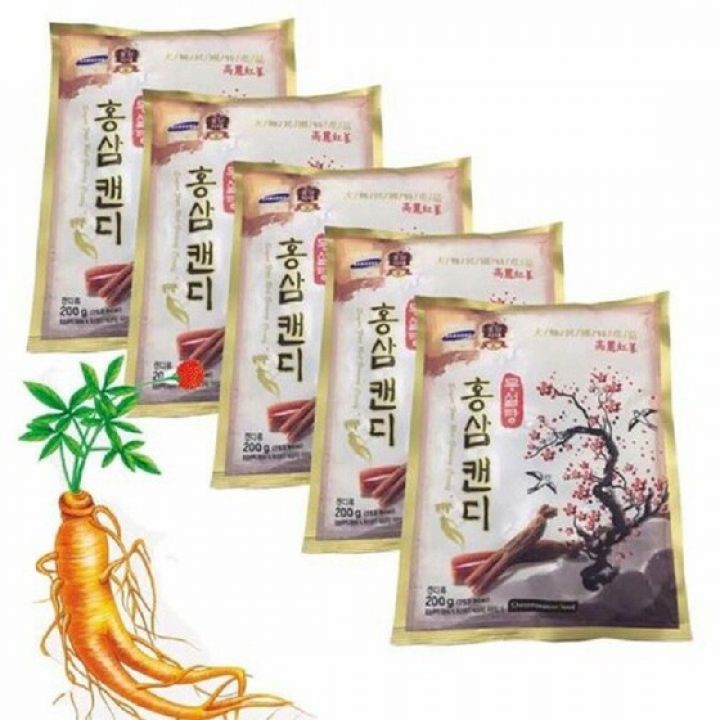 [HCM]Kẹo Nhân Sâm Không Đường Cành Đào Hàn Quốc 200g