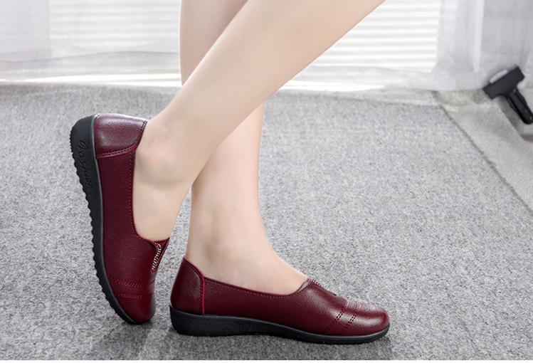 [HCM]Giày búp bê da bò thật màu nho