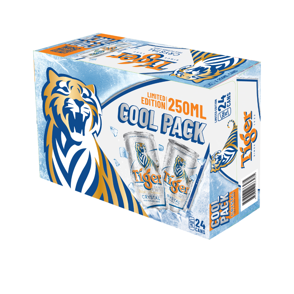 Thùng 24 lon bia Tiger Crystal Coolpack 250ml/lon
