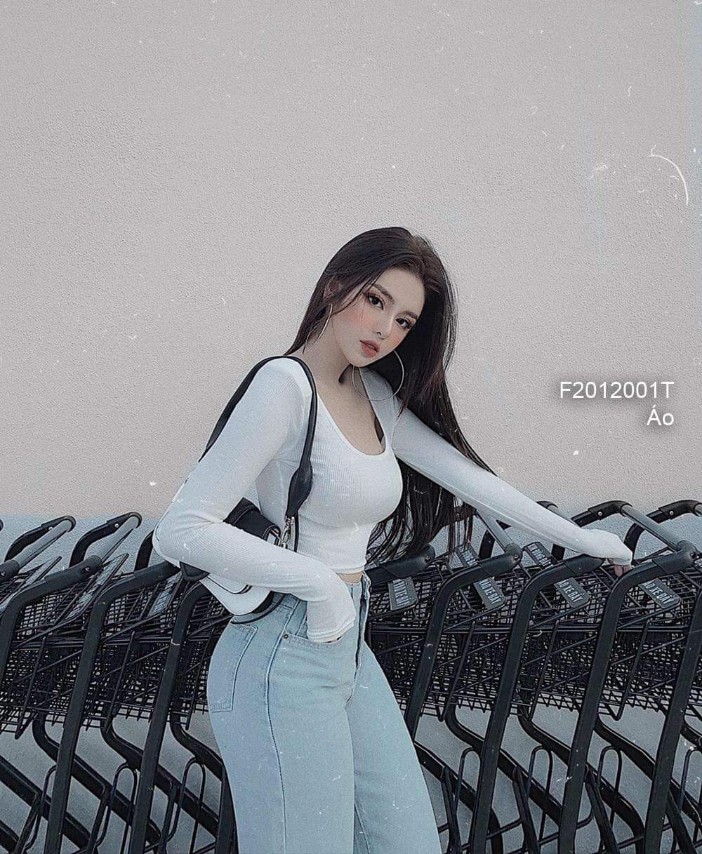 [KÈM VIDEO] Áo thun lụa cổ vuông tay dài ôm body form chuẩn dáng