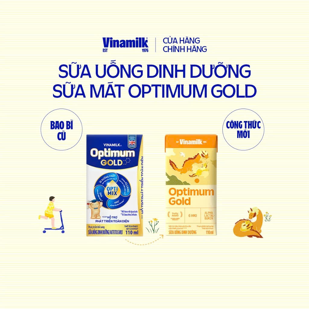 Thùng 48 Hộp Sữa Bột Pha Sẵn Vinamilk OPTIMUM GOLD 110ml.