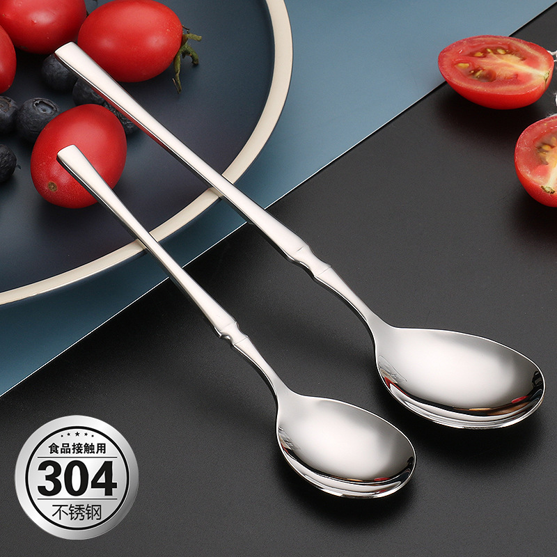 Combo 2 muỗng ăn cơm cán dài inox 304 dày dặn - thìa múc canh hàn quốc bền đẹp, thìa inox ăn phở - thìa muỗng inox 304 cao cấp