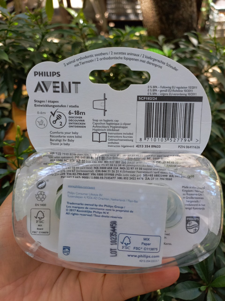 Ty ngậm Avent ( ti có nắp đậy) cho bé 6-18 m/ tách lẻ