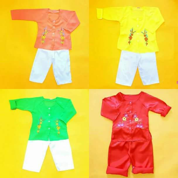 Bộ bà ba vẻ nhiều màu cho bé