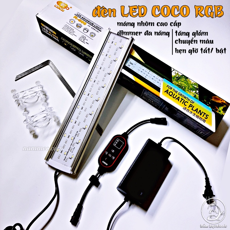 Đèn led thuỷ sinh coco rgb r-series | đèn led máng nhôm có dimmer hẹn giờ & điều chỉnh độ sáng