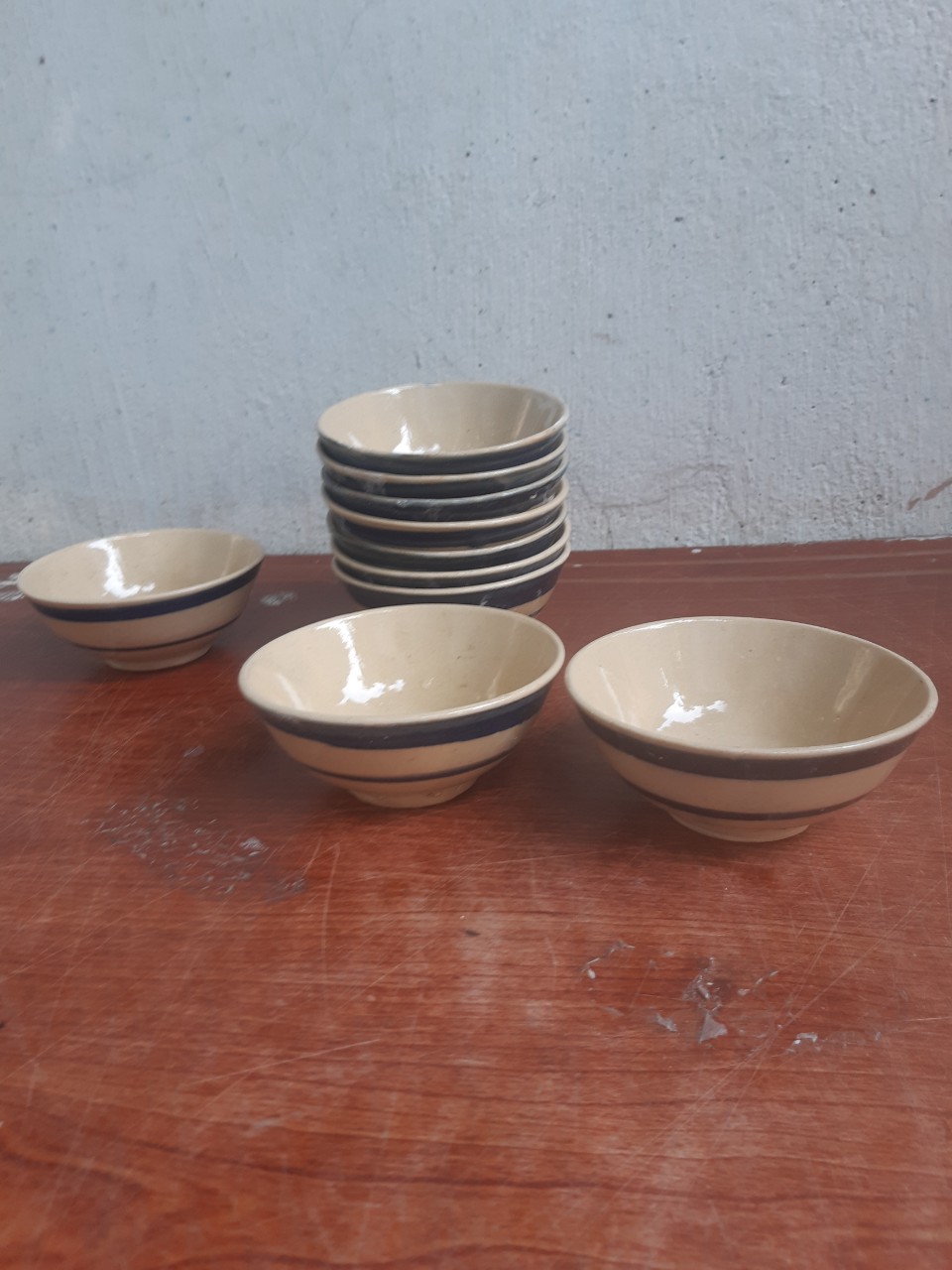 Chén bún đậu mắm tôm viền xanh 10 cái
