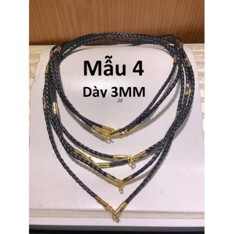 Dây da đeo cổ khóa làm bằng vàng tây