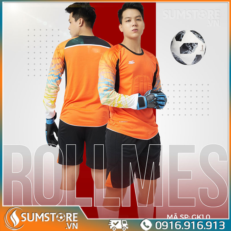 Quần áo đá banh thể thao - bộ thủ môn rollmess cam cao cấp