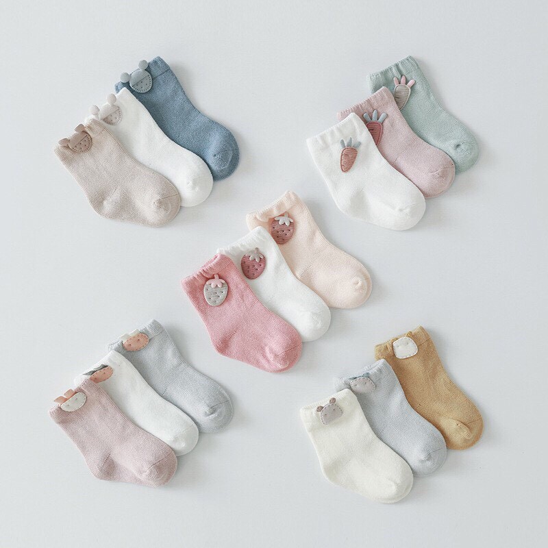 Set tất hàn 3 đôi bé trai bé gái từ 0 - 3 tuổi