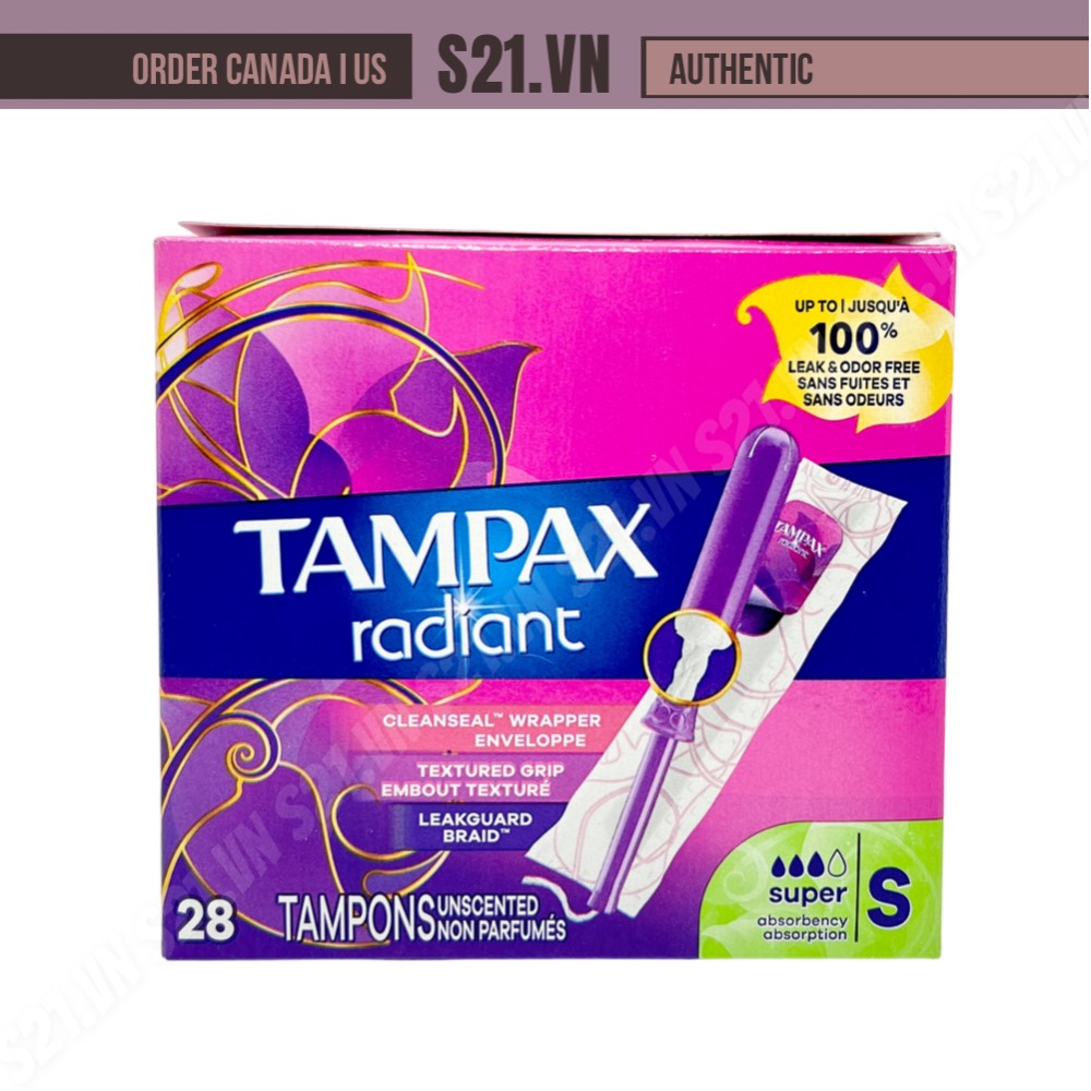 Băng Vệ Sinh Tampon Tampax Radiant 28 Cái