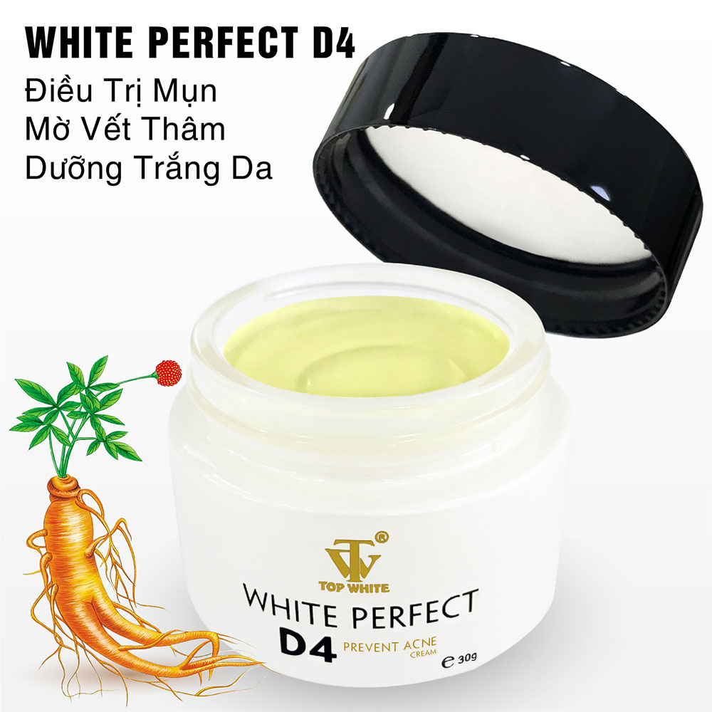 Kem trị mụn - dưỡng trắng da - mờ thâm sẹo White Perfect D4 30g