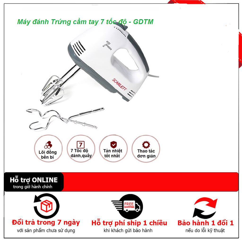 Máy Đánh Trứng Cầm Tay - Máy Đánh Trứng Mini 7 Tốc Độ Cao Cấp - GDTM