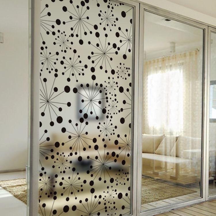 [HCM]Decal Dán Kính Cao Cấp - Hoa Vòng tròn đen ( 60x58 )-DK7020