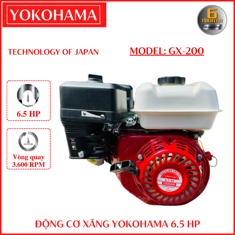 Máy nổ - động cơ xăng yokohama 6.5hp gx-200 bảo hành 12 tháng