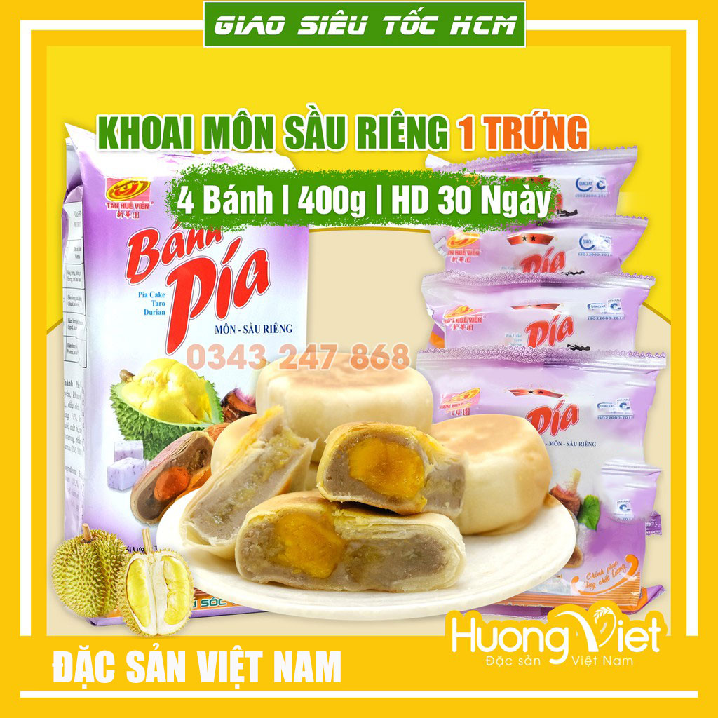 Bánh pía khoai môn sầu riêng 1 trứng 400gr bánh pía Sóc Trăng bánh pía môn Tân Huê Viên