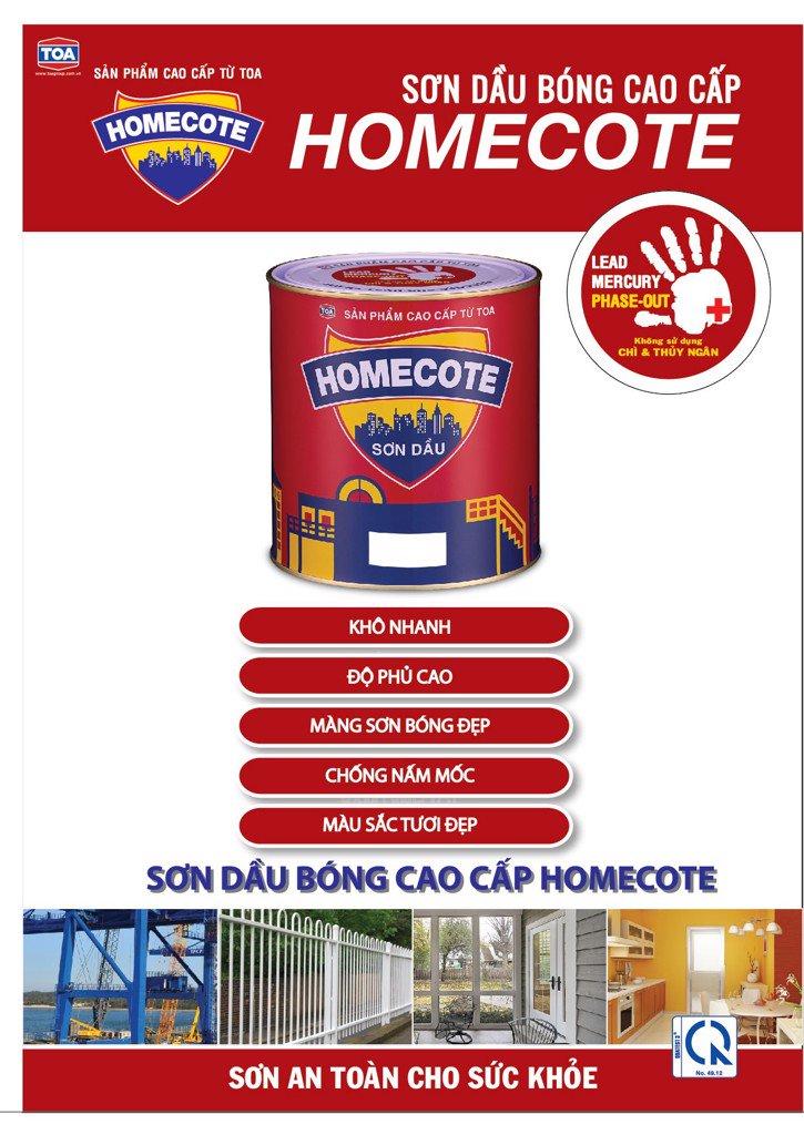 Sơn dầu bóng cao cấp toa hiệu homecote 800ml màu vàng , kem đậm nhạt