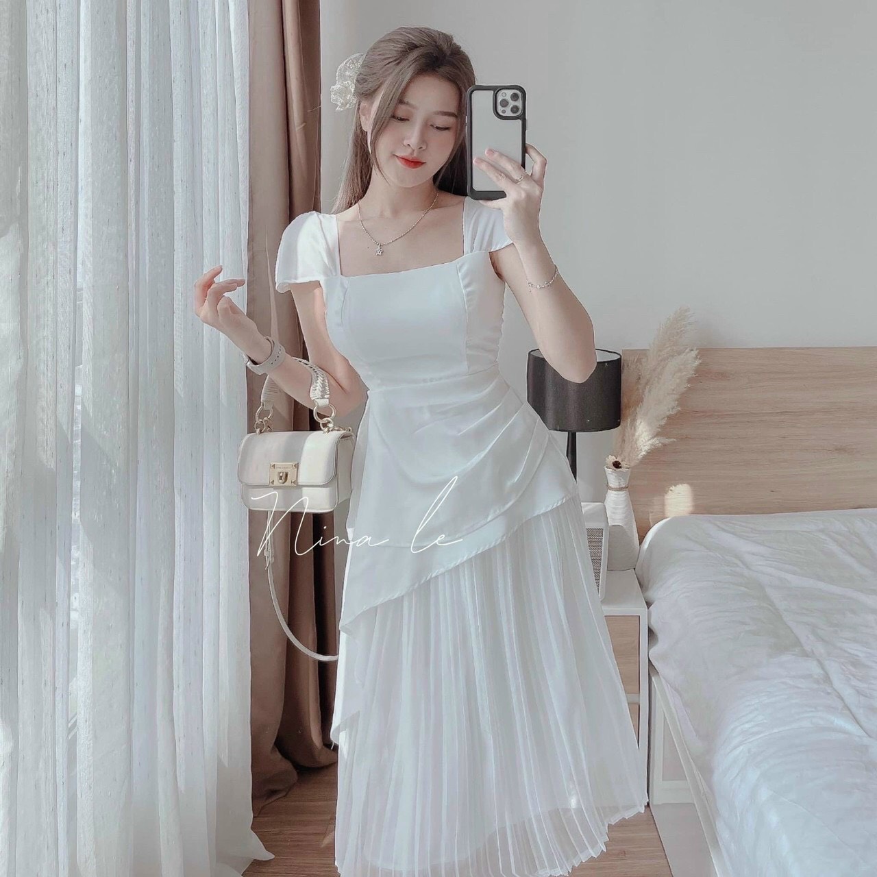Sét bộ đồ nữ áo vải lụa kèm chân váy