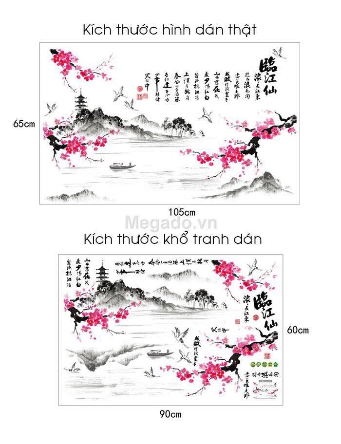 decal dán tường mẫu cành đào phai