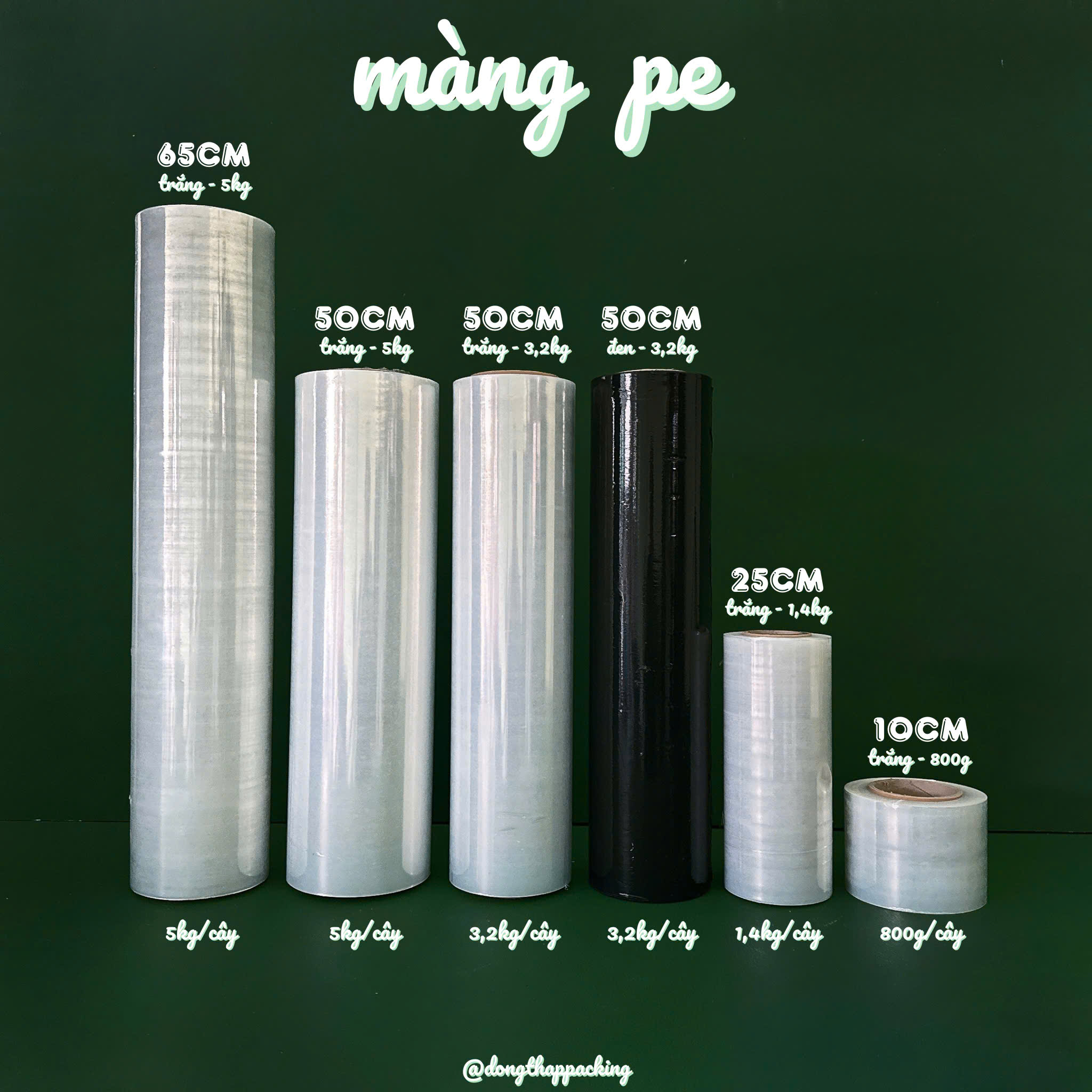 MÀNG PE 65cm 50cm 25cm quấn hàng hóa