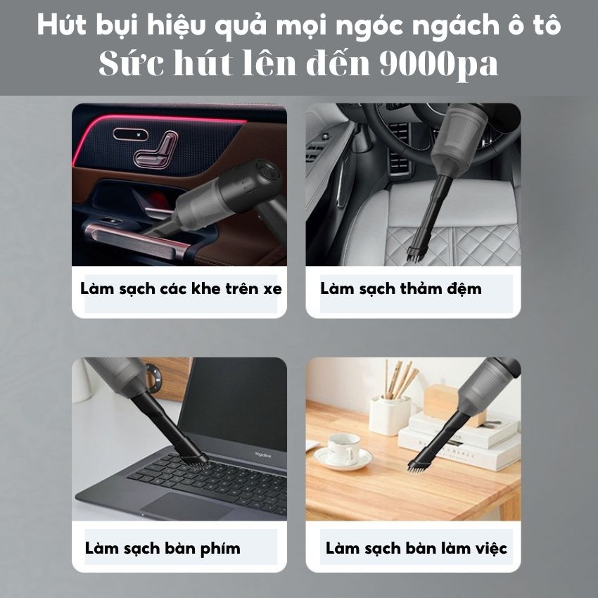 Máy hút bụi cầm tay mini không dây sạc điện, Máy hút bụi mini cầm tay lực hút siêu mạnh sử dụng hút bụi ô tô, Máy hút bụi xe hơi, Máy hút bụi tích điện