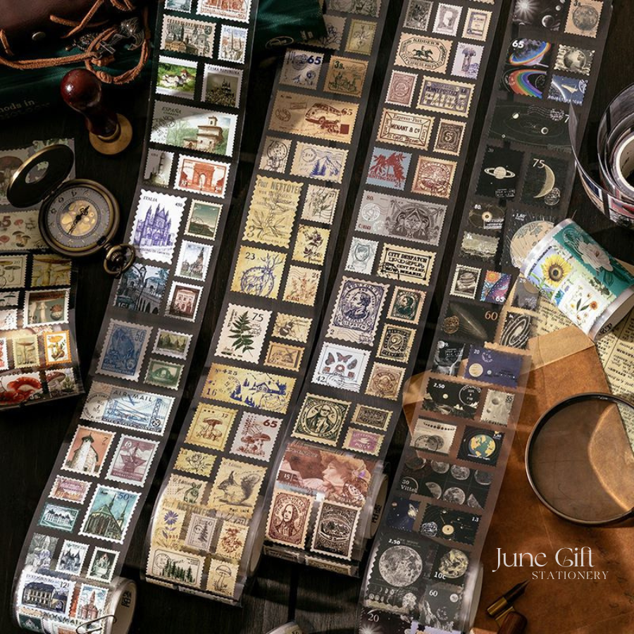 [Chiết] Sticker tem thư kiểu vintage trang trí sổ, làm journal