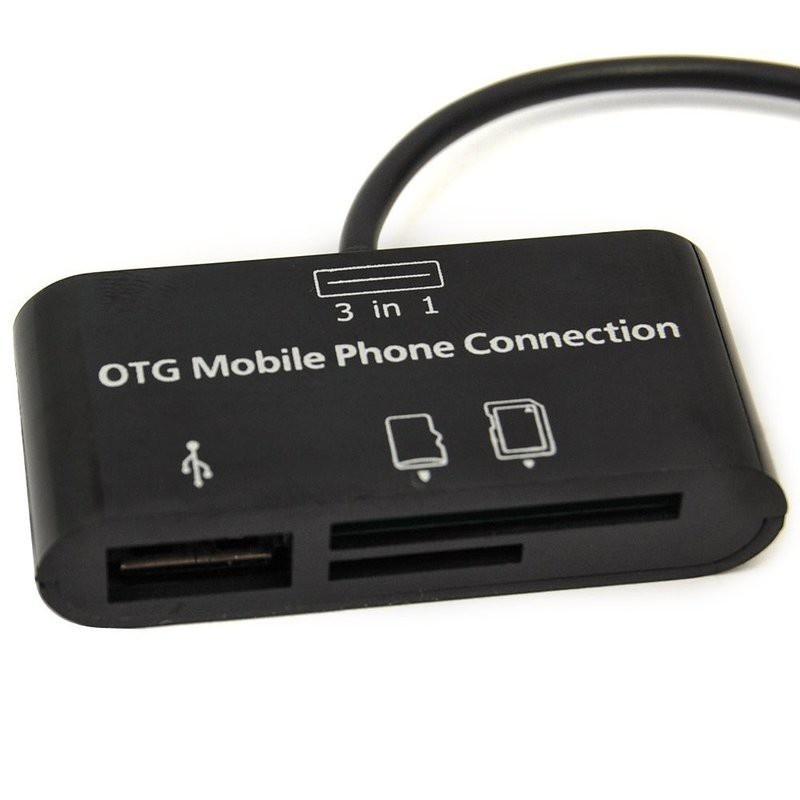 Đầu đọc thẻ Android + Hub OTG 3 trong 1 cao cấp giá rẻ