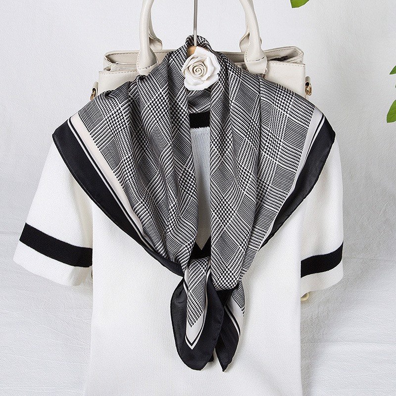 Khăn Lụa Vuông Khăn Turban Caro Cao Cấp - Chất Liệu Chiffon - 70x70cm - Mã KL008