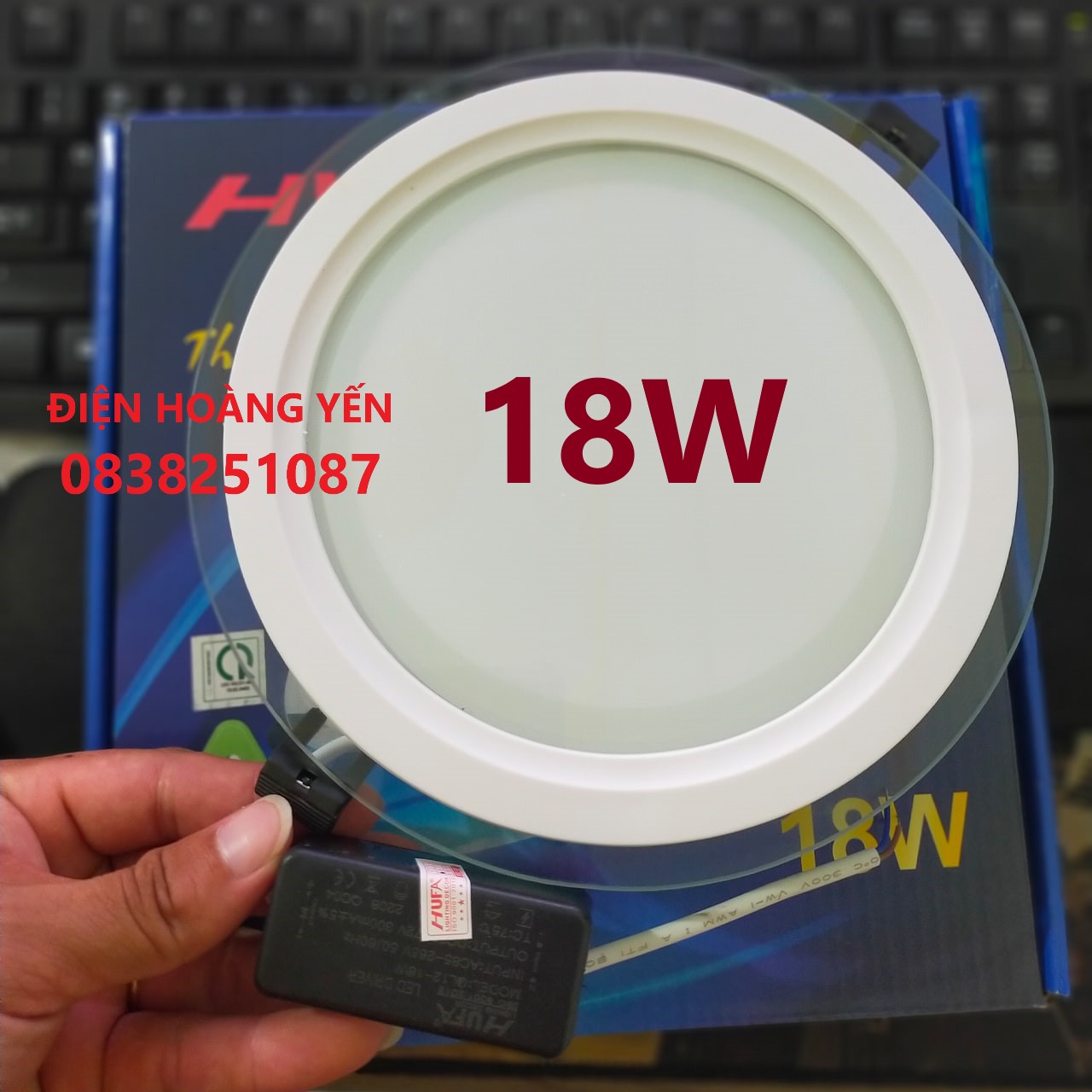 Led âm trần kính 18w 3 chế độ hufa