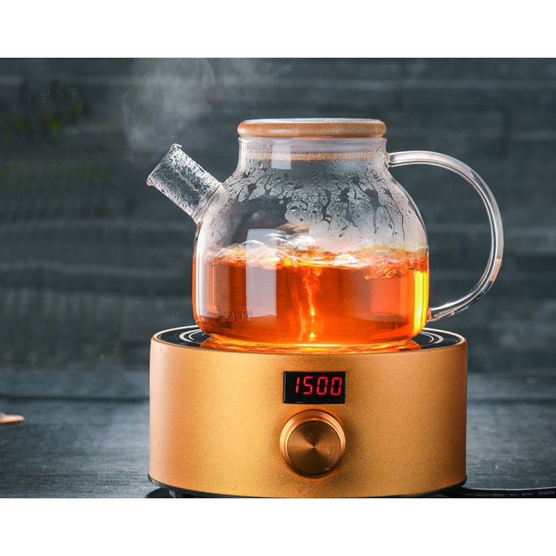 Bình đựng trà thủy tinh nhỏ gọn 700ml nắp gỗ