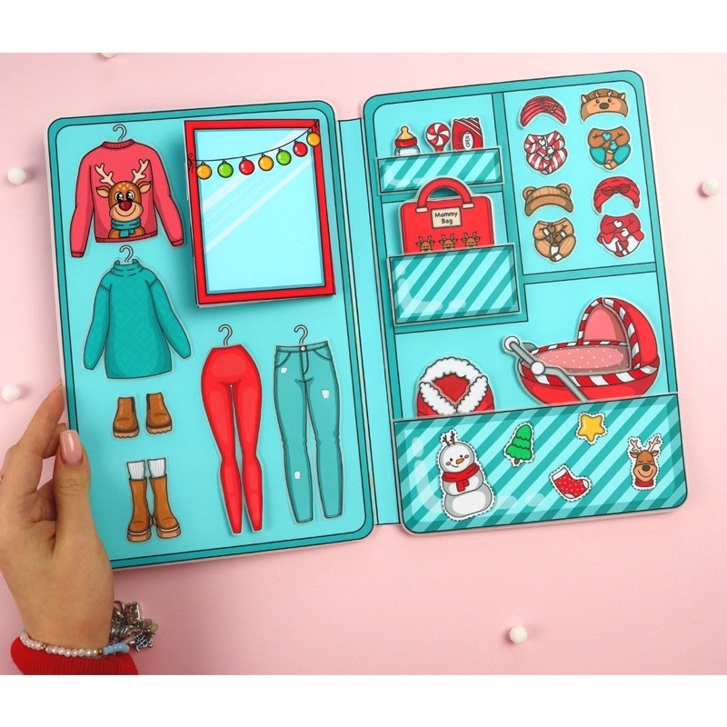 Gia đình búp bê giấy màu đỏ Doll House