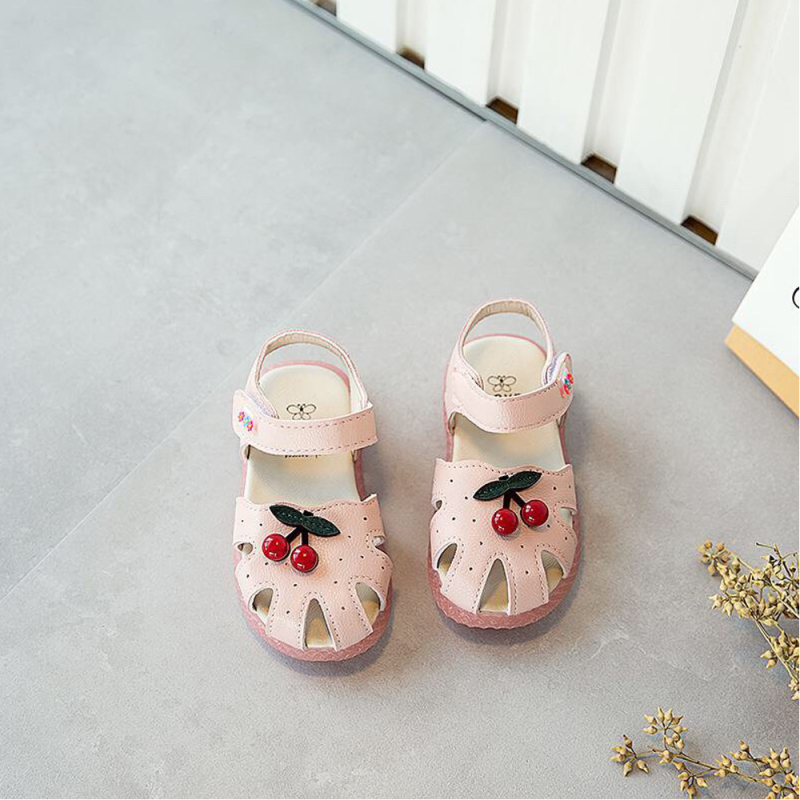 Sandal Đế Cao Su Mềm Cho Bé Gái Có Đính Quả Cherry Siêu Cute