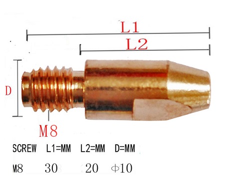 Bép hàn Mig 36KD- M8*30( vỉ 10 cái) dùng cho mỏ mig 36KD