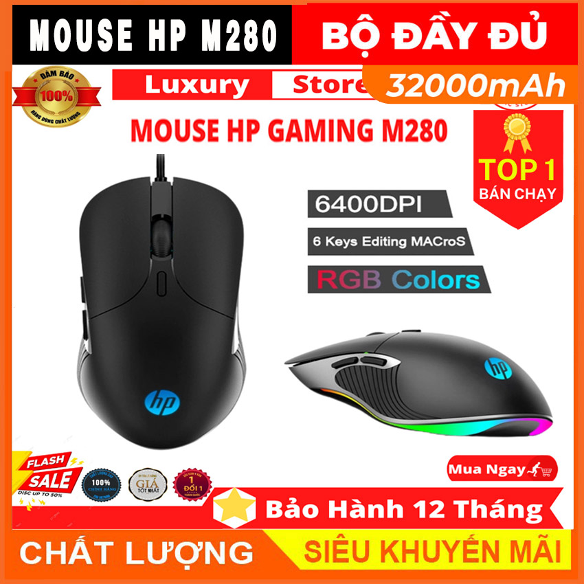 Chuột hp gaming m280 usb led . chuột gaming máy tính hp m280 led rgb chuột vi tính laptop pc chơi game có dây giá rẻ.