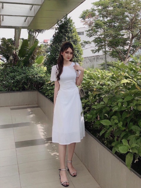 ĐẦM ĐAN DÂY EO, CỔ TRÒN (Có ảnh thật) MS160