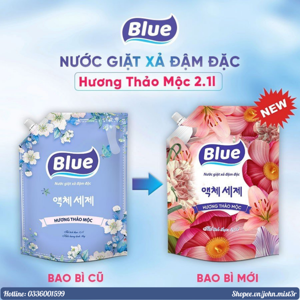 Nước Giặt Xả Blue (Hàn Quốc) Túi 3L6