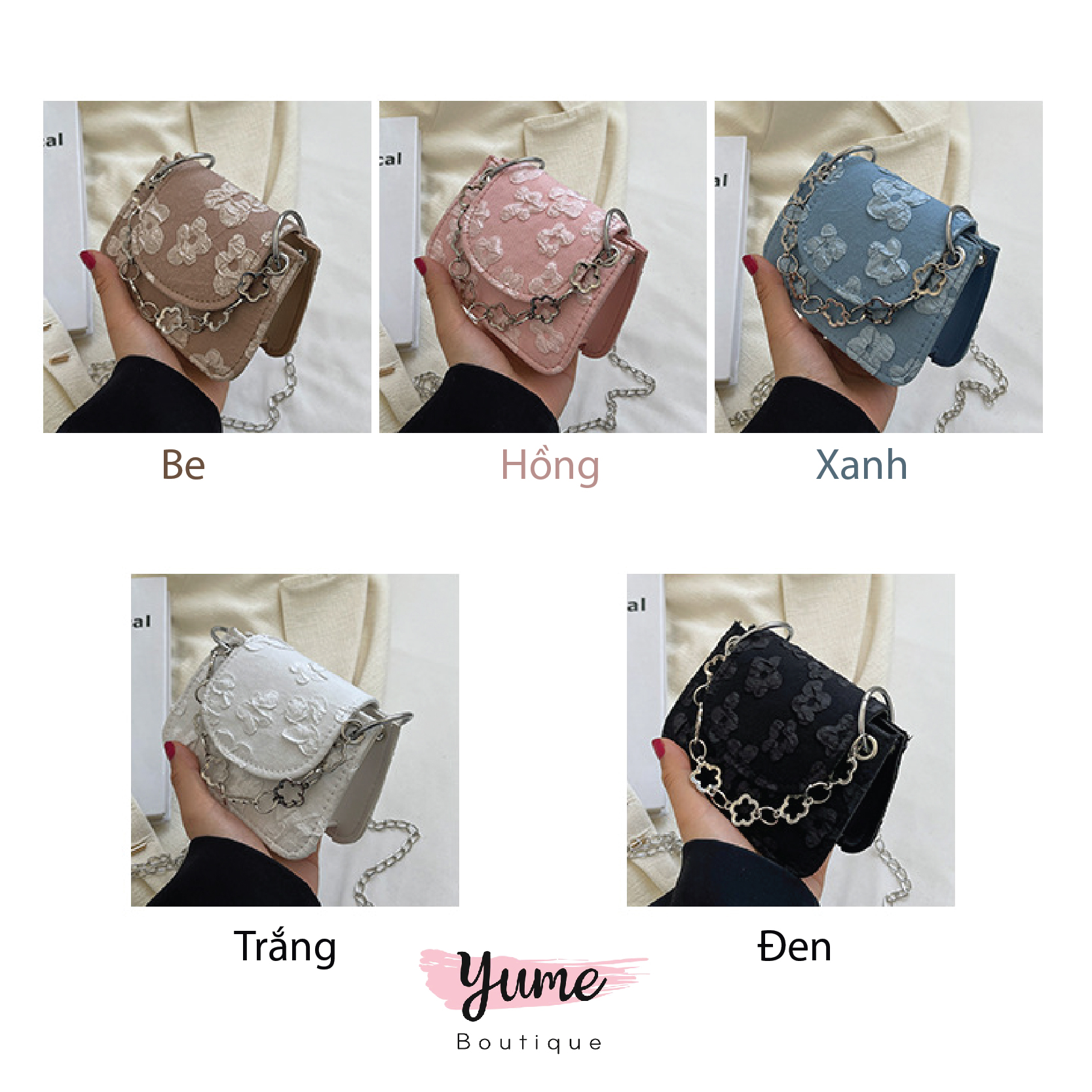 Túi Mini Đeo Chéo Nữ Túi Nhỏ Phong Cách Hàn Quốc Dễ Thương Phối Dây Xích Yu56