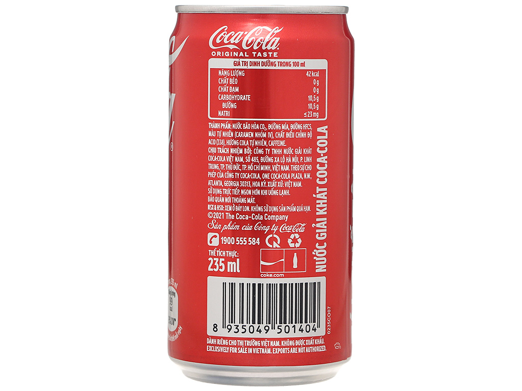 Thùng 24 lon nước ngọt Coca Cola 235ml