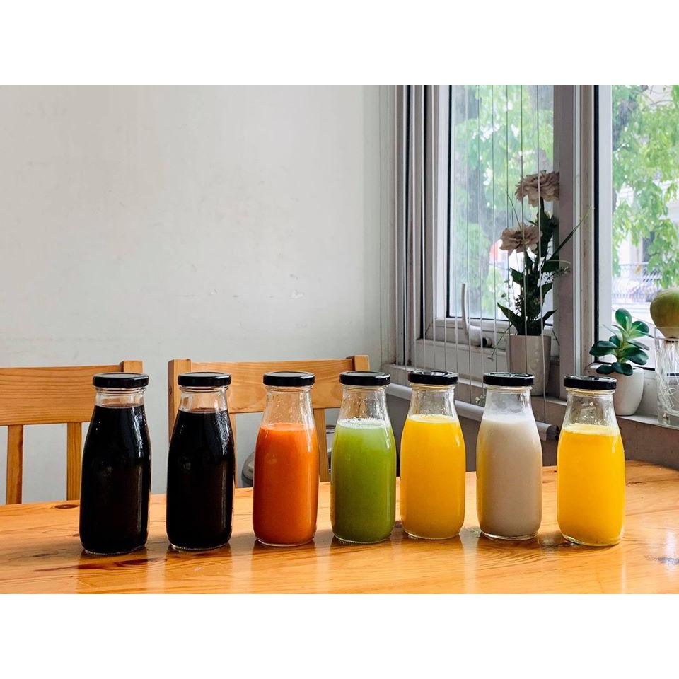 [HCM]Chai thủy tinh đựng sữa nắp thiếc trơn 310ml
