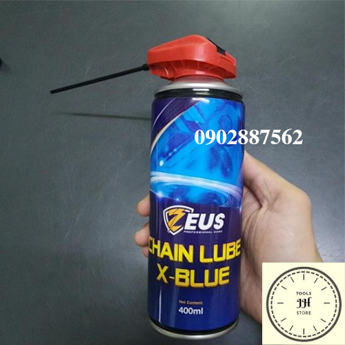 Chai xịt dưỡng sên mỡ bò xanh Zeus 400ml chain lube x-blue bôi trơn bảo vệ sên hiệu quả