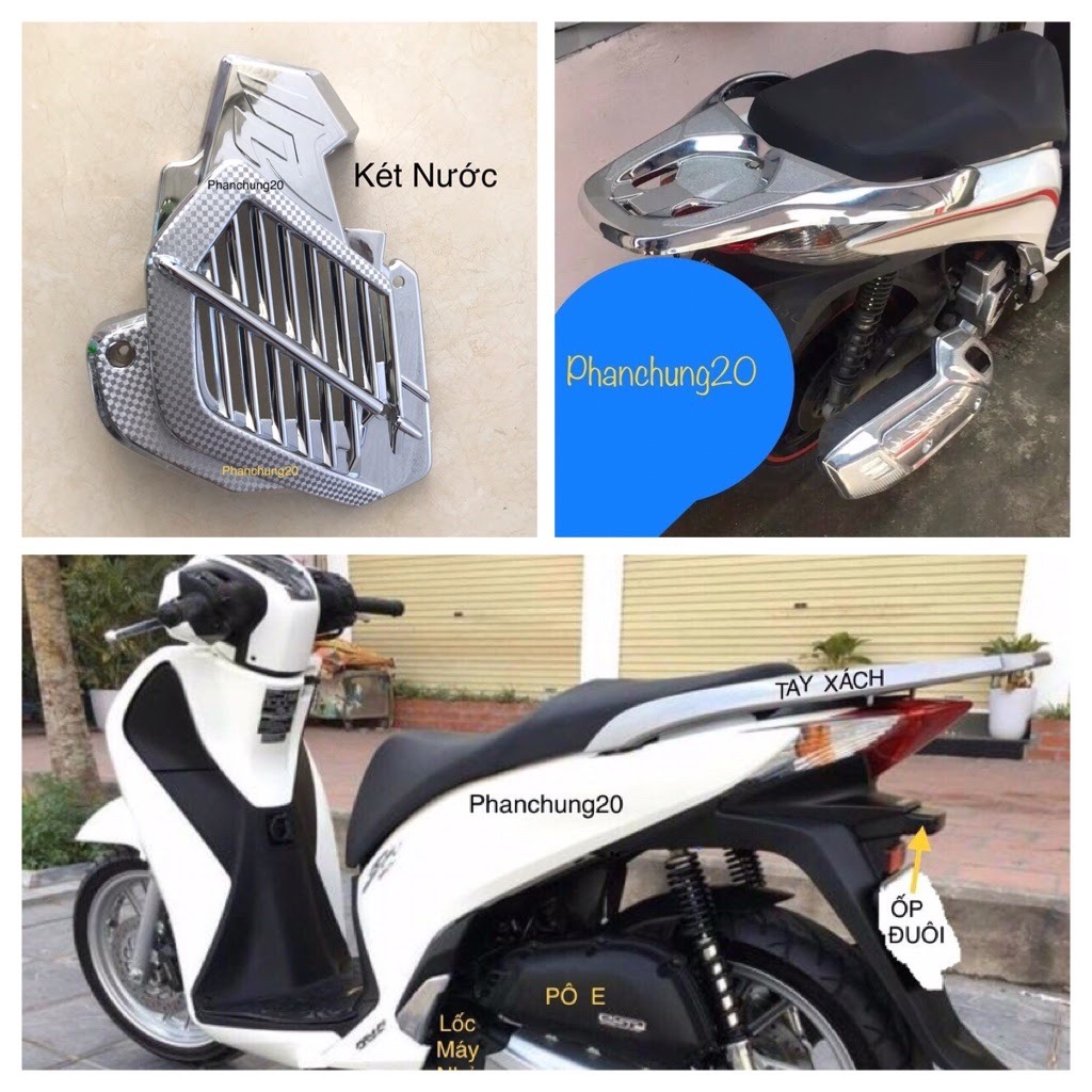 Ốp két nước dùng cho đời xe sh 2012 2013 2014 2015 2016 2017 crom