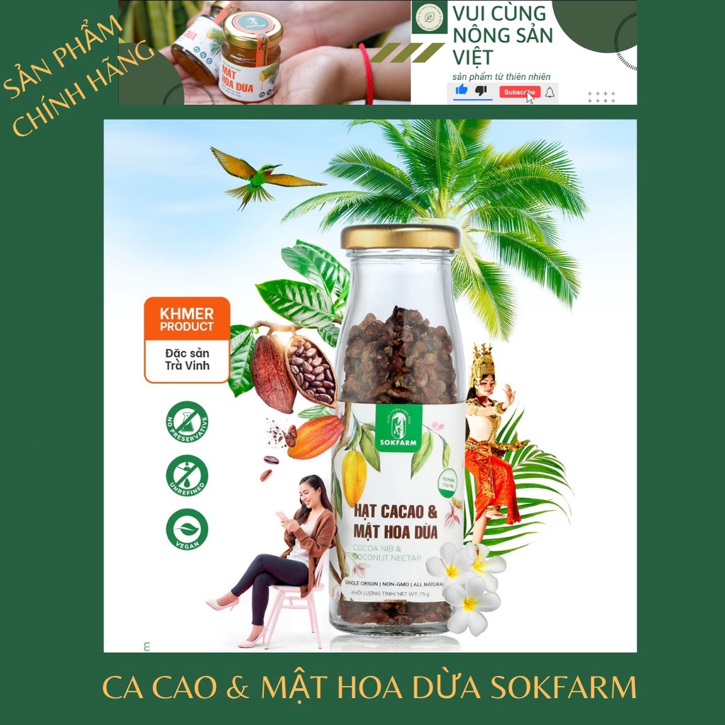 Cacao Mật Hoa Dừa Sokfarm 75g