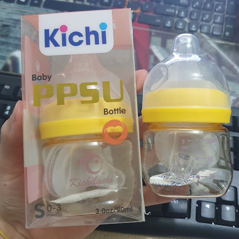 Bình sữa PPSU CỔ RỘNG cao cấp KICHILACHI (80ml / 90ml)