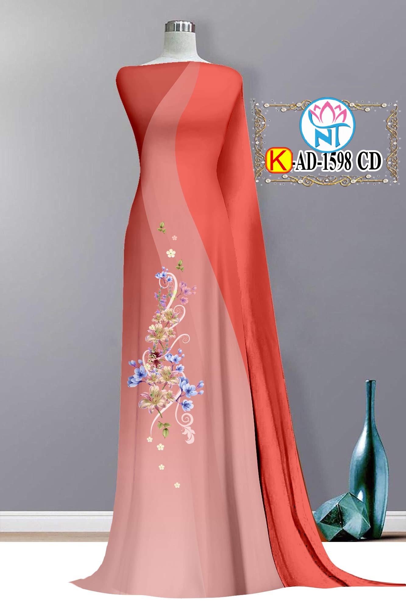 Vải áo dài 3D độc lạ đẹp - K 1598