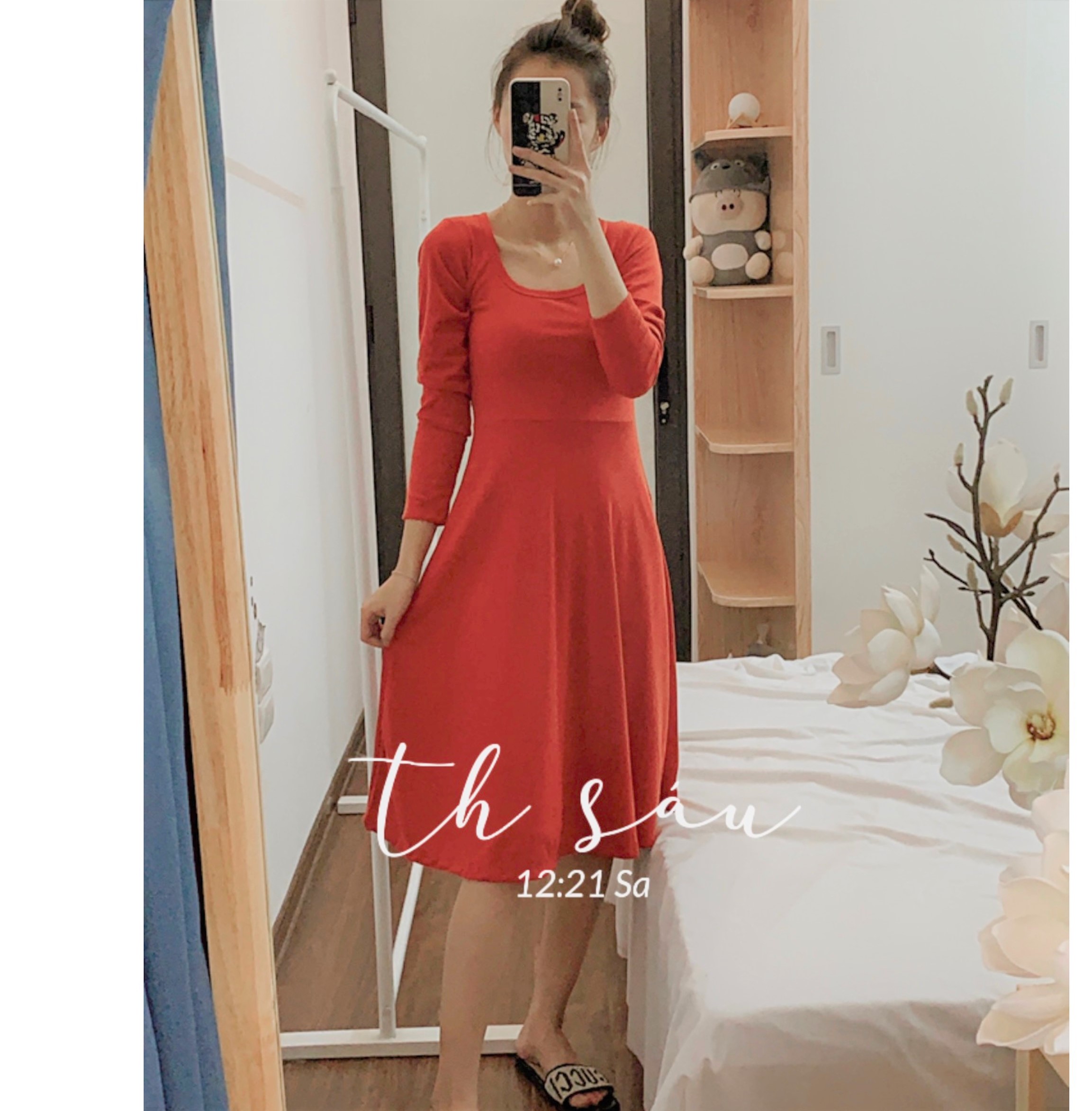 Đầm body Shynstores - váy body nữ dáng xòe cổ vuông vải tăm siêu cấp