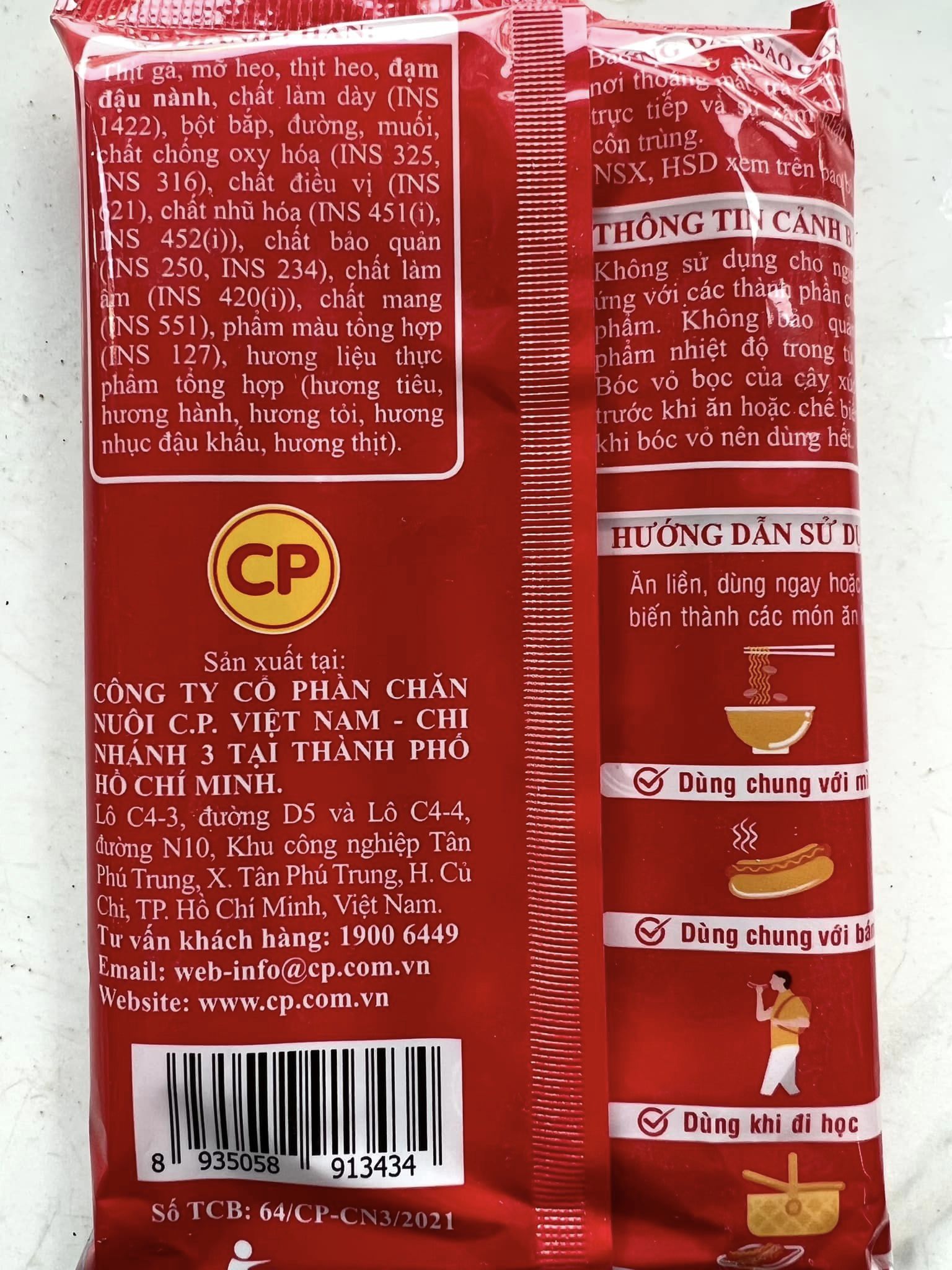 Xúc xích tiệt trùng ăn liền CP Red (gói 5 cây)