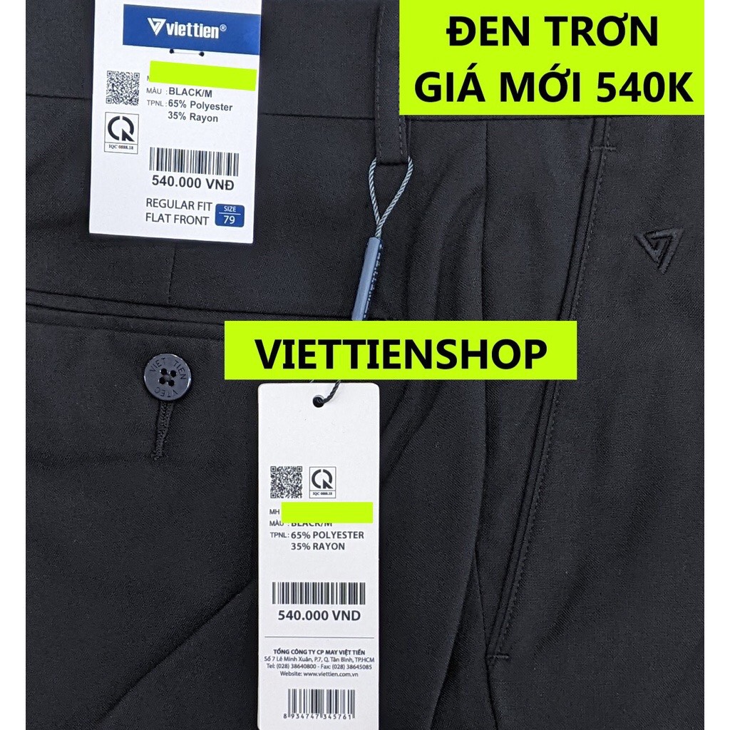 (ĐEN TRƠN QTF) QUẦN TÂY VIỆT TIẾN KHÔNG LY (ÔM VỪA - REGULAR FIT)