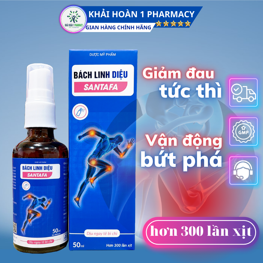 Xịt giảm đau nhức, bầm tím bách diệu linh santafa - chai 50ml
