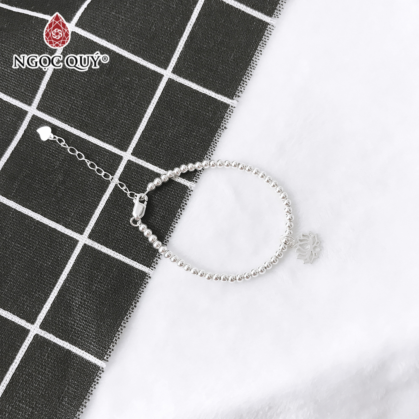 [HCM]Lắc bi bạc hoa sen - Ngọc Quý Gemstones
