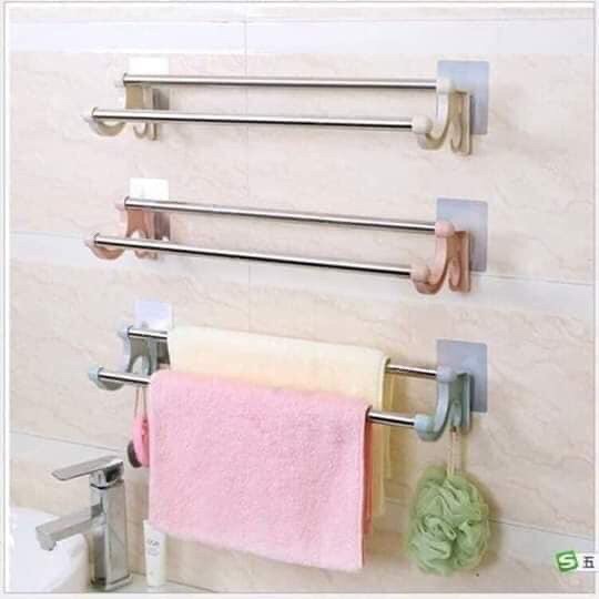 Thanh Phơi Khăn Kép 2 Thanh Dán Tường